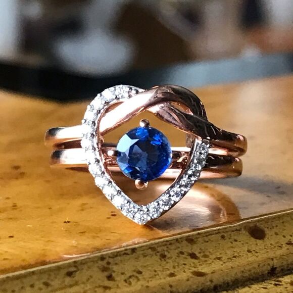 Natural Kyanite Moissanite Sterling Silver Ring Size 5.75 - Picture 9 of 9